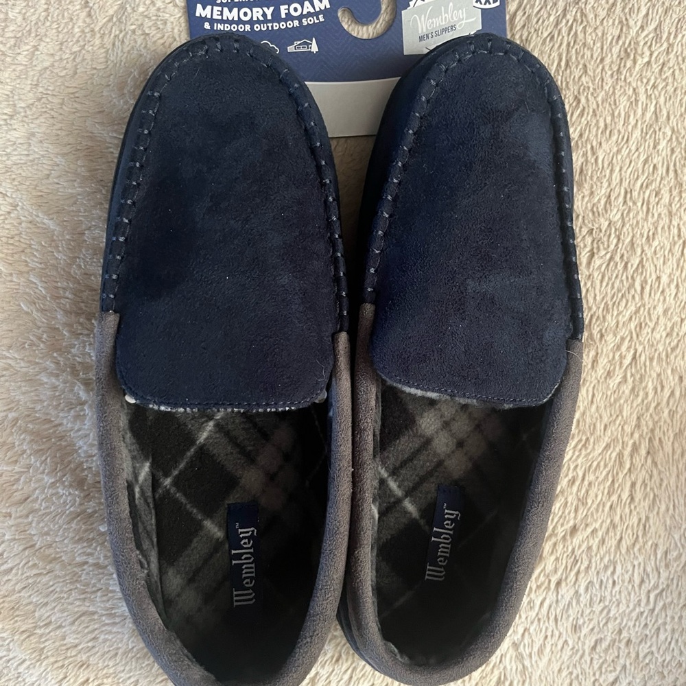 Wembley Men's Blue Suede Slippers